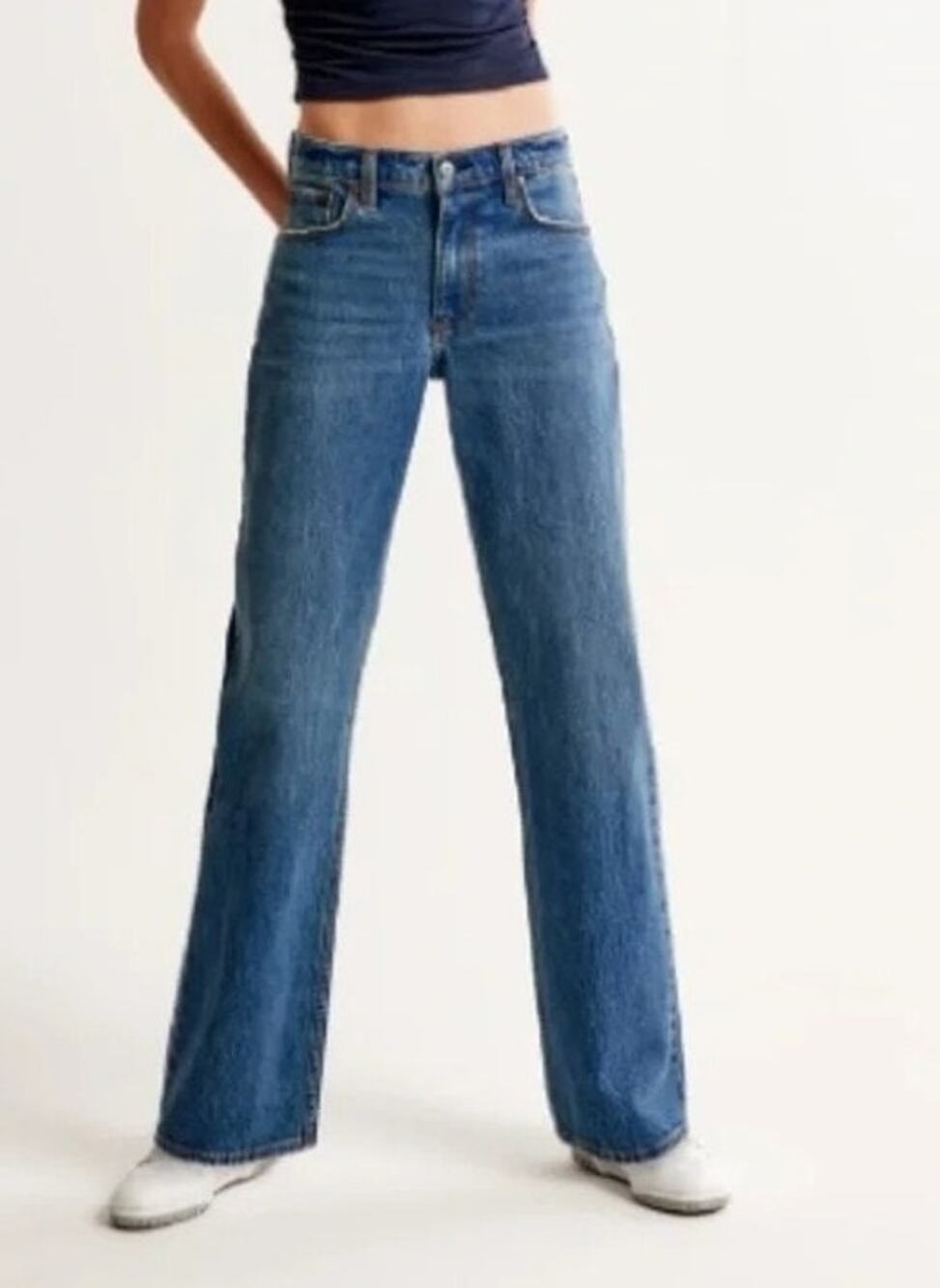 Abercrombie & Fitch Curve Love Low Rise Baggy Jeans Size 25 Long Dark Wash Y2K